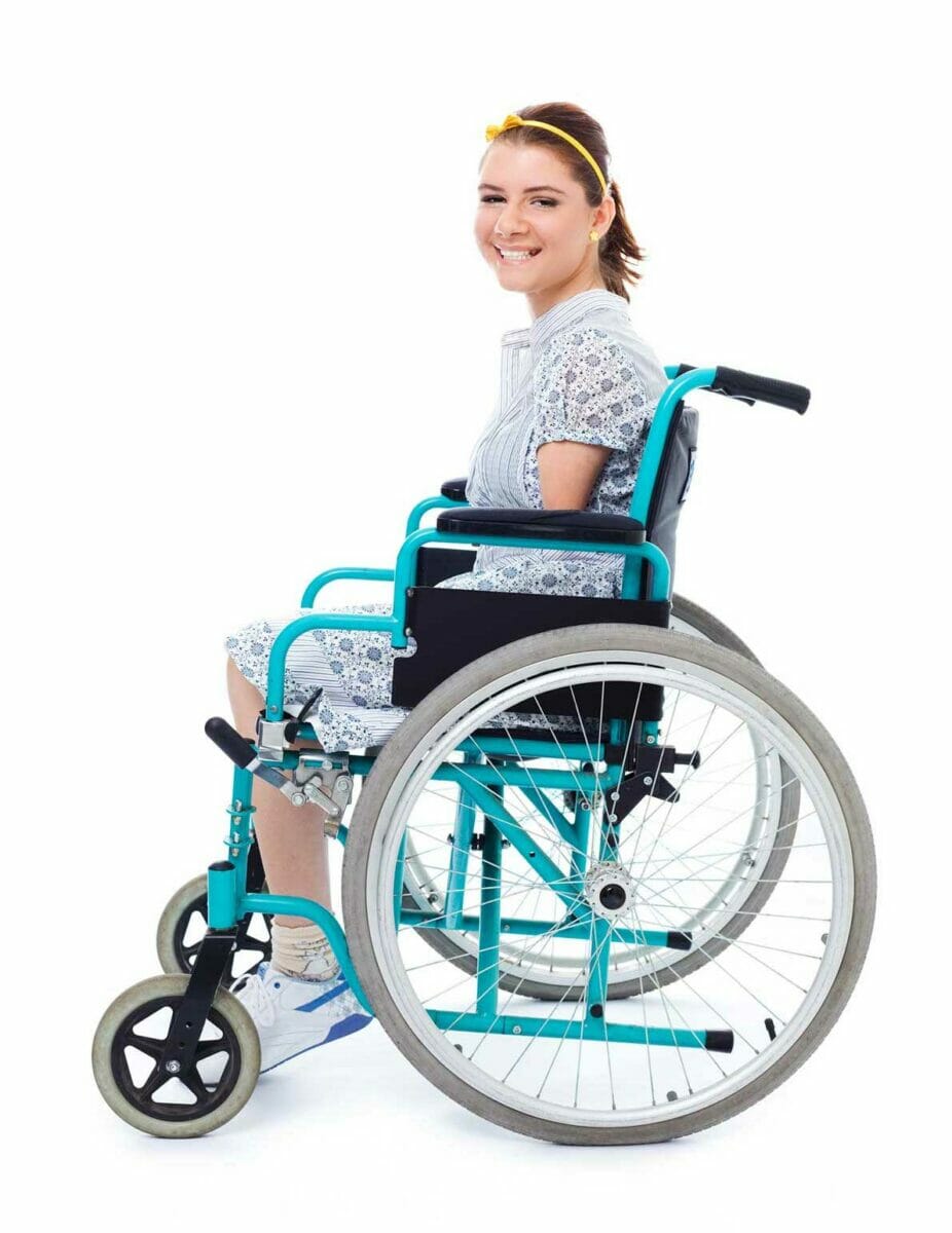 Young girl in a wheelchair